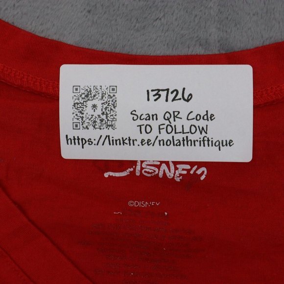 Disney Shirt Women XXL Red Mickey Mouse Graphic Print V Neck Tie Front Crop Tee - Picture 13 of 13